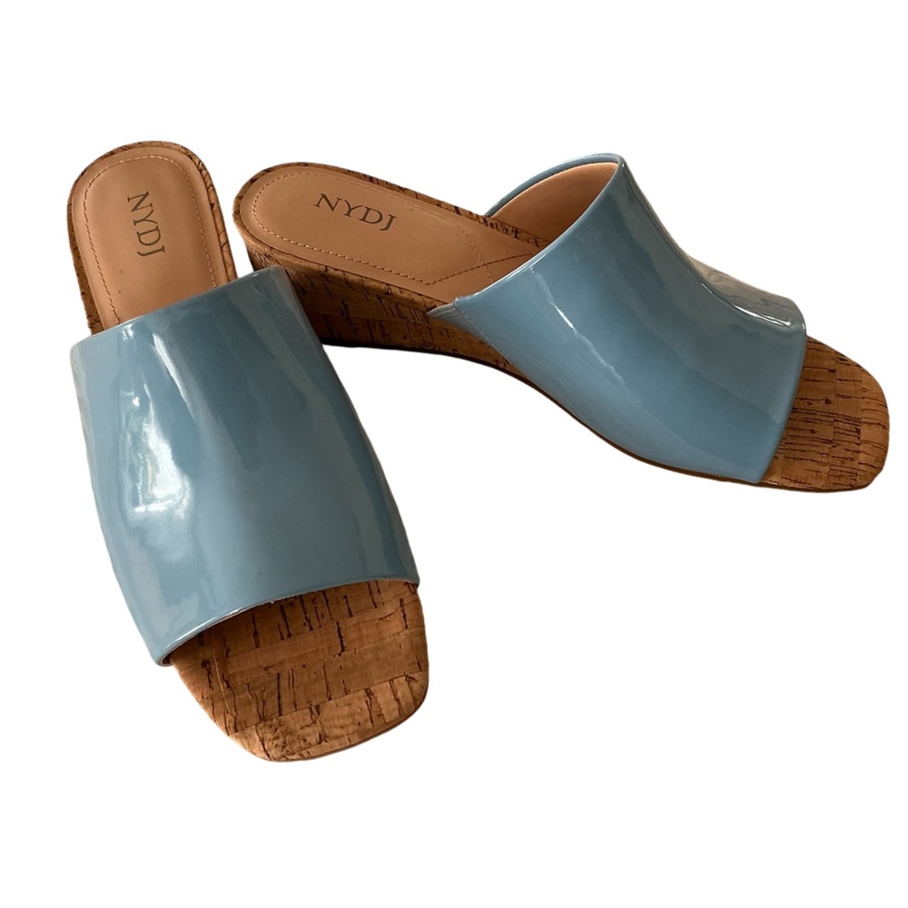 NYDJ Claudia Wedge Mule Sandal Light Blue - Size 6 - Blue Bell NWOT